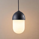 Axyaa Black Stone Pendent Lamp: Medieval Nordic Chandelier for High-End Restaurant & Living Room