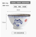Axyaa Ceramic Lucky Cat Rice Bowl Set - 5" Bamboo Hat Household Tableware