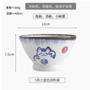 Axyaa Ceramic Lucky Cat Rice Bowl Set - 5" Bamboo Hat Household Tableware