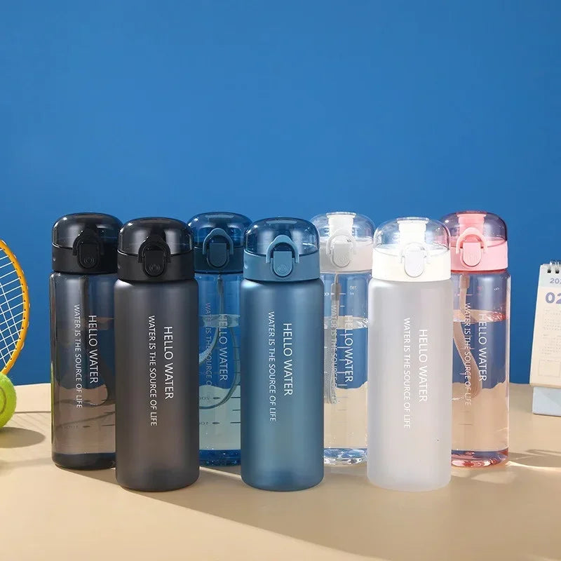 Axyaa Bounce Cover Sports Water Bottle - Leak Proof Plastic Drinking Cup - Portable and Durable