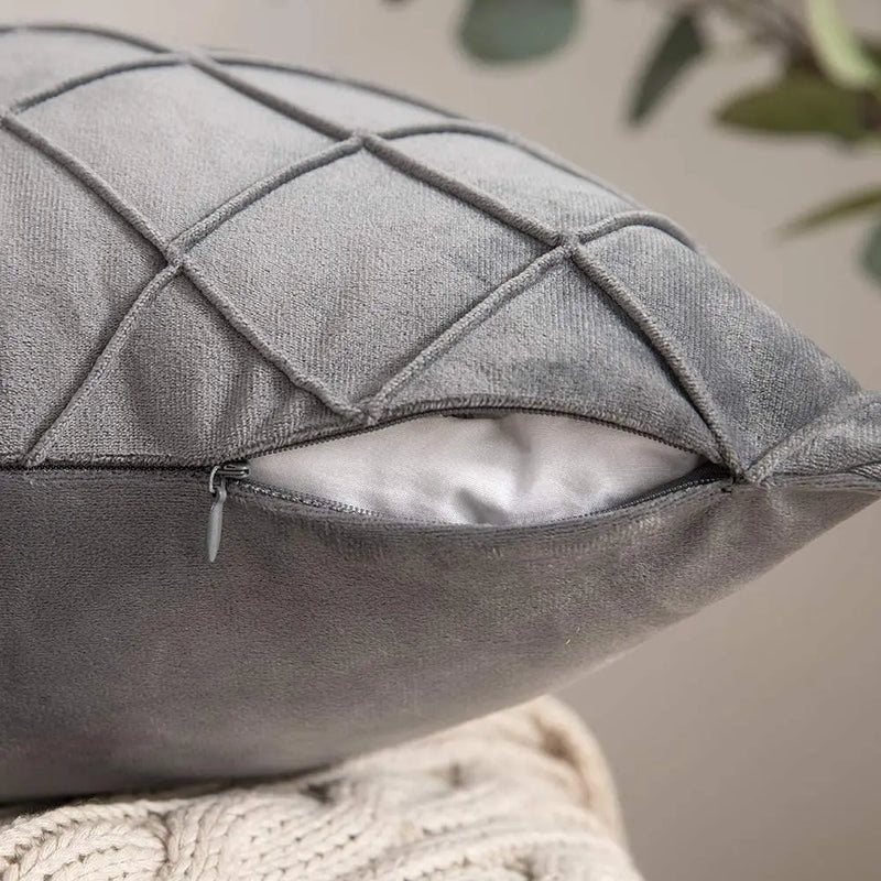 Axyaa Velvet Plaid Cushion Cover 45x45 Living Room Sofa Decor Nordic Style