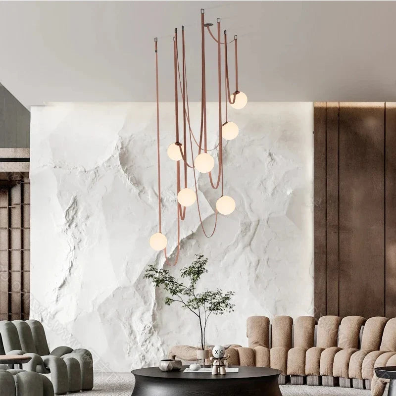 Axyaa Wabi Sabi Wind Duplex Villa with Glass Ball Chandelier