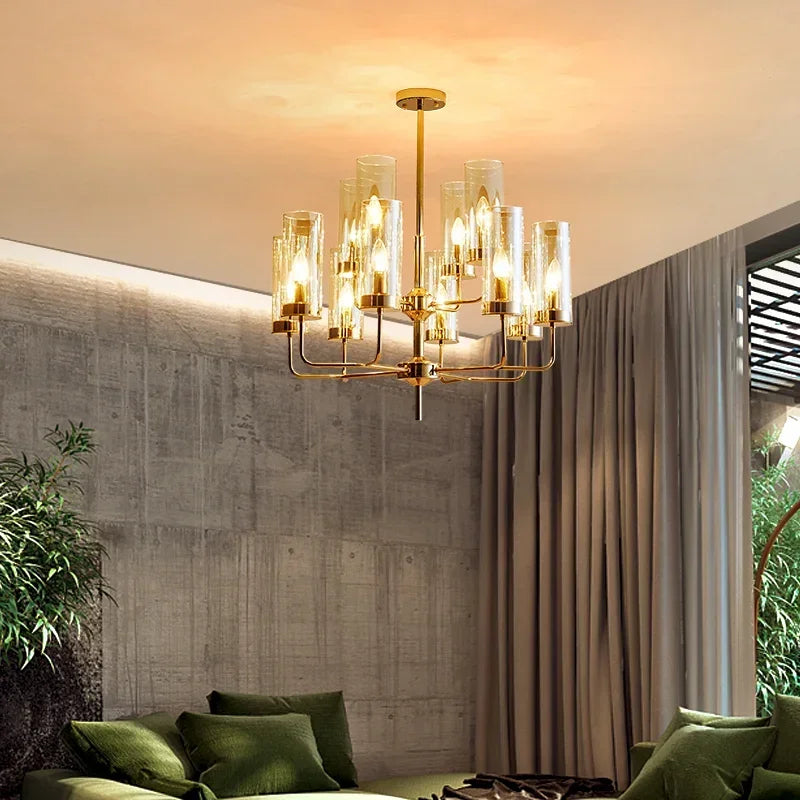 Axyaa Modern American Lustre Glass Chandelier, LED Indoor Lighting for Living, Dining, Bedroom