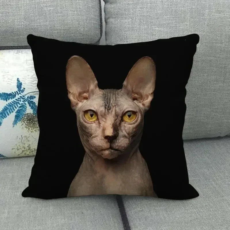Fat Orange Cat Print Cushion Cover 45x45cm by Axyaa: Animal Pattern Home Decor Pillowcase
