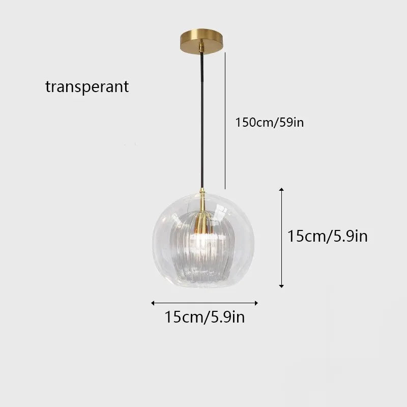 Axyaa Glass Amber/Clear LED Pendant Light for Kitchen Living Room, Modern Industrial Fixture