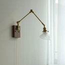 Axyaa Brass Swing Arms LED Wall Light Fixture Glass Stair Lamp