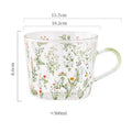 Axyaa Glass Mug with Flower Printings, Heat Resistant, Large Capacity, Coffee Juice Water Cup