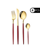 Axyaa 4-Piece Black Gold Stainless Steel Cutlery Set