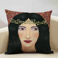 Axyaa Beauty Girl Cat Print Linen Pillowcase Portrait Cartoon Home Decor Cover