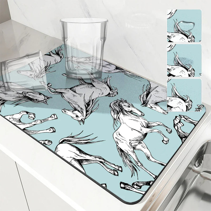 Axyaa Non-Slip Absorbent Drying Mat for Kitchen Tableware and Counter