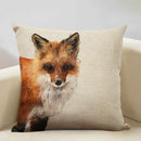Axyaa Fox Linen Pillowcase - Nordic Animal Theme Decorative Cushion Cover 45x45cm