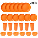Axyaa 24-Piece Orange Wheat Cutlery & Dinnerware Set for Unbreakable Dining Experience