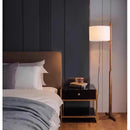 Axyaa Nordic Wood Fabric Shade LED Floor Lamp for Home Decor