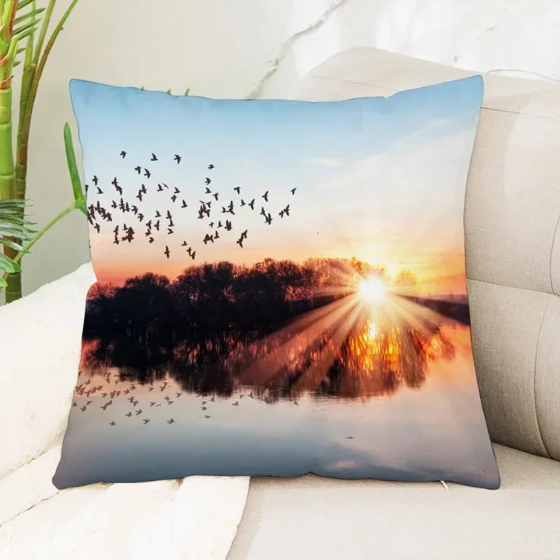 Axyaa Sea Waves Beach Pillowcase - Creative Office Car Home Lumbar Cushion Cover