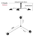 Axyaa Nordic Spider Pendant Light Multi 3/6heads Black Ceiling Lamp for Living Room Bedroom