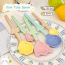 Axyaa Tulip Ceramic Spoon: Cute Milk Ice Cream Dessert Soup Tableware