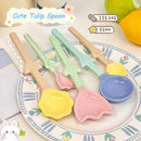 Axyaa Ceramic Tulip Spoon: Cute Kitchen Tableware Dessert Soup Spoon