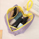 Axyaa Square Mesh Cosmetic Bag with Zipper: Portable, Multi-purpose Makeup Storage Case