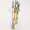 Axyaa High Borosilicate Glass Tomatoes on Sticks Straw Set with Brush