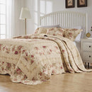 Axyaa Antique Rose Cotton Bedspread Set, Queen, Ecru, 3-Piece