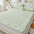 Axyaa Natural Latex Summer Mat Set with Silk Thicken Bed Pad, Pillowcase & Ice Silk Sheet