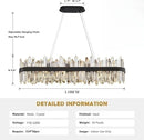 Axyaa Gold Crystal Chandelier: Modern Dimmable Rectangle Ceiling Light for Kitchen, Dining, Living Room