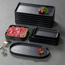 Axyaa Melamine Black Dinner Plate Set - Thick Sushi Pans, Imitation Porcelain Tray