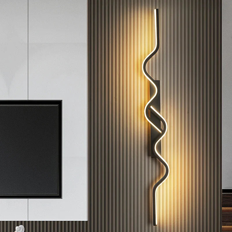 Axyaa Black LED Wall Sconce 80/100CM Strip Light for Bedroom Decor & Background