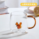 Axyaa 3D Cartoon Animal Glass Cup - Cute Single Layer Cup for Water, Coffee, Juice