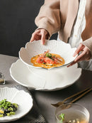 Axyaa 10-Inch Ceramic High-End Soup Bowl White Tableware - Multipurpose Shallow Bowl