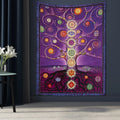 Axyaa Chakras Tree of Life Tapestry: Boho Wealth Totem Wall Hanging Home Decor