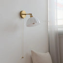 Axyaa Modern Glass Wall Lamp with Pull Chain Switch & Rotatable Glass Mirror Light