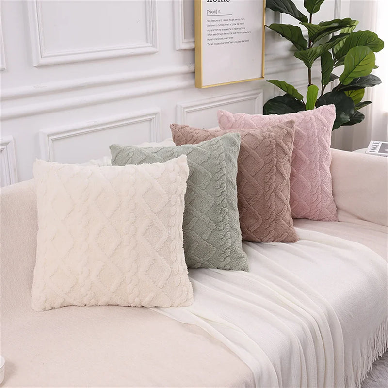 Axyaa Plush Faux Wool Throw Pillow Cover 45x45cm - Soft Decorative Cushion Case