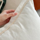 Axyaa Cozy Ribbed Linen Pillow Cover with Embroidered Border, 45x45cm