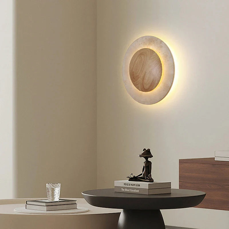 Axyaa Round Stone LED Wall Light for Hotel Living Room Sconce