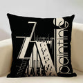 Axyaa Black White Yellow English Letter Design Linen Pillowcase 45x45cm