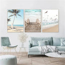 Axyaa Beach Vibes Canvas Poster: Starfish Shell Palm Tree Wall Art Print