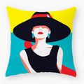 Axyaa Red Lips Stripe Throw Pillow Cover - 45X45CM