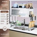 Axyaa Stainless Steel Kitchen Sink Dish Drainer Rack Utensils Holder Bowls Organizer