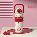 Axyaa Cartoon Vacuum Thermos Flask With Straw for Hot/Cold Drinks