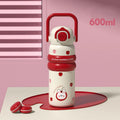 Axyaa Cartoon Vacuum Thermos Flask With Straw - Portable Double Drink Thermal Water Bottle