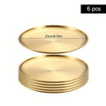 Axyaa Gold Stainless Steel Round Shallow Tray Plate Set for BBQ, Camping, Picnic