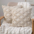 Rustic Embroidered Faux Wool Pillowcase for Sofa Living Room by Axyaa
