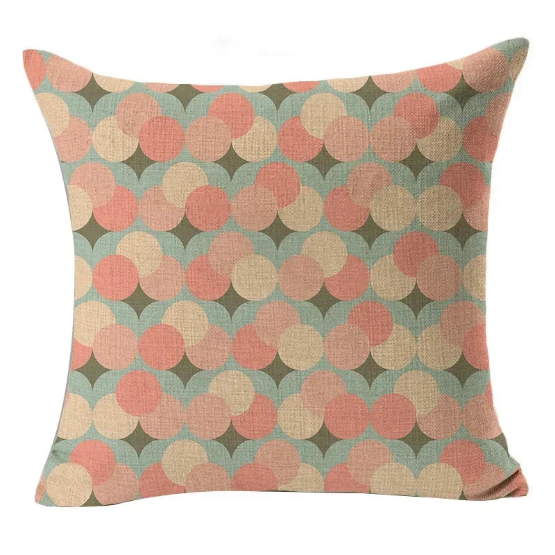 Axyaa Retro Geometry Linen Pillowcase - 45*45cm