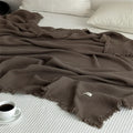 Axyaa Cotton Tassel Blanket Solid Color Plaid Home Shawl Cozy Sofa Throw