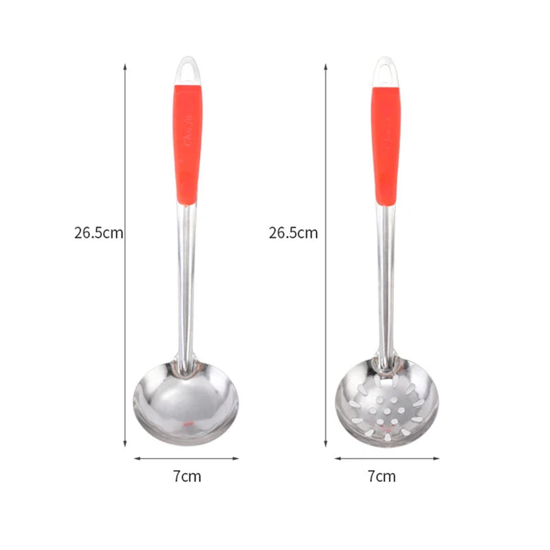 Axyaa Stainless Steel Ladle Strainer with Plastic Handle and Handing Hole