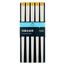 Axyaa White Metal Alloy Chopsticks Set - 5 Pairs Reusable Japanese Chinese Korean Tableware