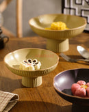 Axyaa Retro Chinese Pastry Plate - Elegant Tea Plate for Dim Sum and Dried Fruit