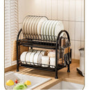 Axyaa Iron Dish Drainer Rack with Utensil Holder | Kitchen Organizer for Dishes & Cutlery