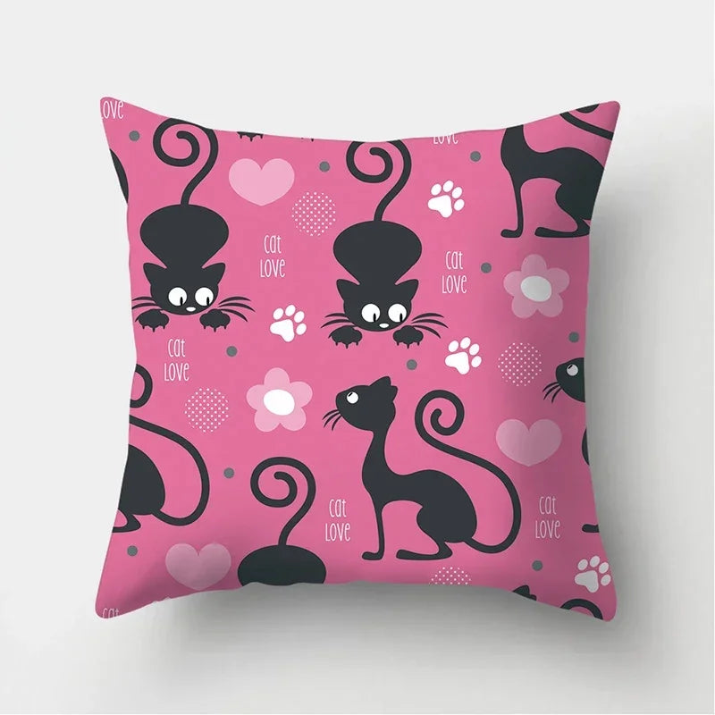 Black Cat Pattern Pillowcase for Sofa Decor Axyaa Brand